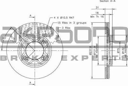 Akebono BN-1234 - Brake Disc autospares.lv