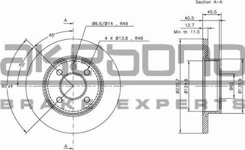 Akebono BN-1230E - Brake Disc autospares.lv