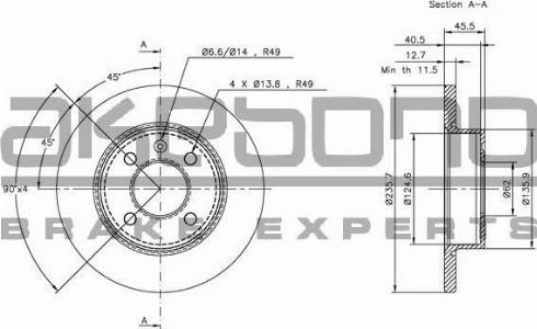 Akebono BN-1230 - Brake Disc autospares.lv