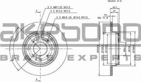 Akebono BN-1232 - Brake Disc autospares.lv