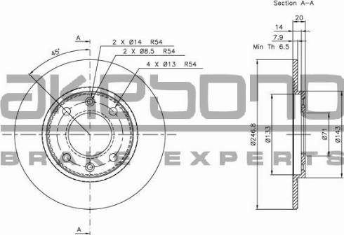 Akebono BN-1226E - Brake Disc autospares.lv