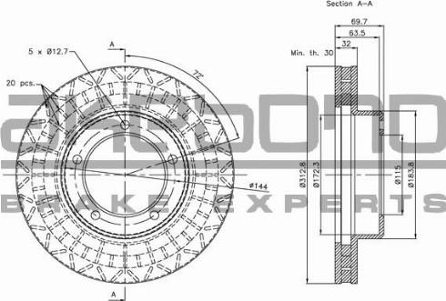 Akebono BN-1228E - Brake Disc autospares.lv