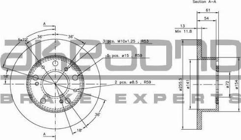 Akebono BN-1272 - Brake Disc autospares.lv