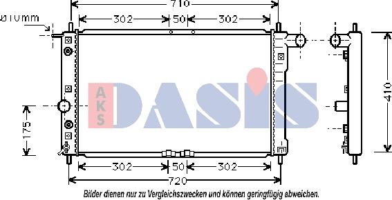 AKS Dasis 510011N - Radiator, engine cooling autospares.lv