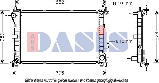 AKS Dasis 090087N - Radiator, engine cooling autospares.lv