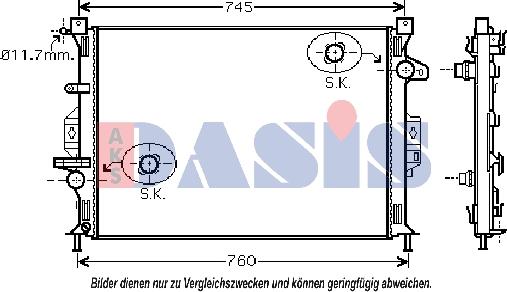 AKS Dasis 092046N - Radiator, engine cooling autospares.lv