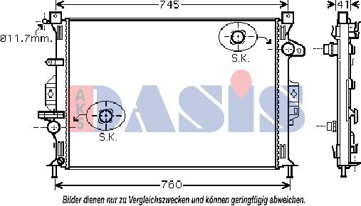 AKS Dasis 092047N - Radiator, engine cooling autospares.lv