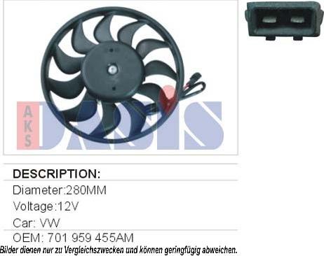 AKS Dasis 048490N - Fan, radiator autospares.lv