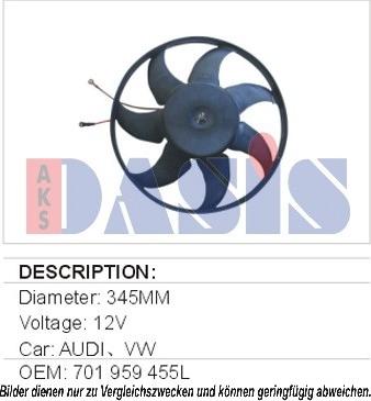 AKS Dasis 048500N - Fan, radiator autospares.lv