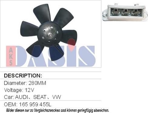 AKS Dasis 048070N - Fan, radiator autospares.lv