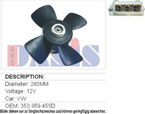 AKS Dasis 048340N - Fan, radiator autospares.lv