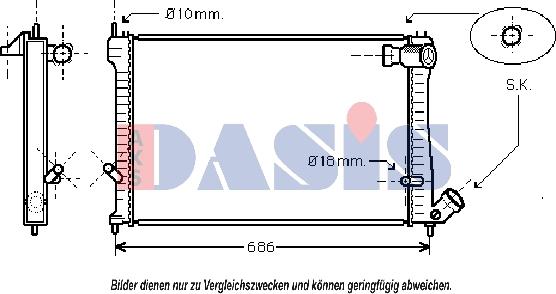 AKS Dasis 060004N - Radiator, engine cooling autospares.lv