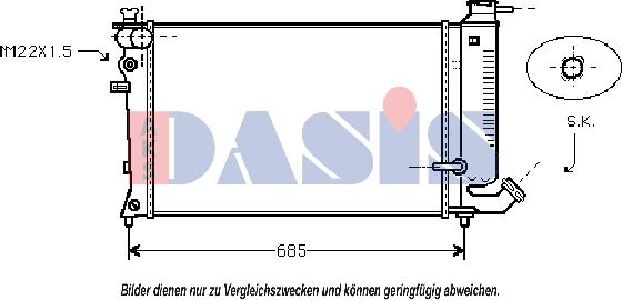 AKS Dasis 060005N - Radiator, engine cooling autospares.lv