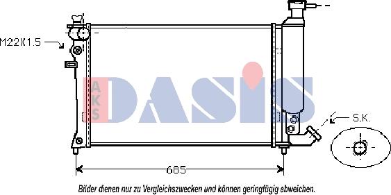 AKS Dasis 060007N - Radiator, engine cooling autospares.lv