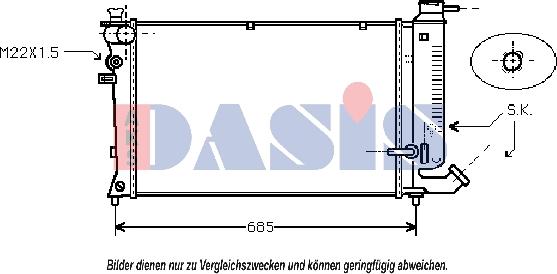 AKS Dasis 060019N - Radiator, engine cooling autospares.lv