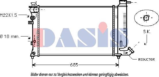 AKS Dasis 060018N - Radiator, engine cooling autospares.lv