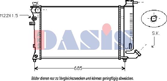 AKS Dasis 060013N - Radiator, engine cooling autospares.lv