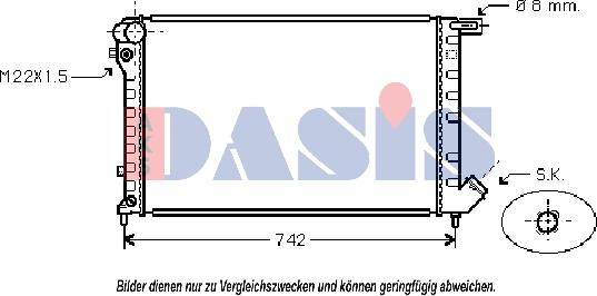 AKS Dasis 060038N - Radiator, engine cooling autospares.lv