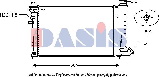 AKS Dasis 060730N - Radiator, engine cooling autospares.lv