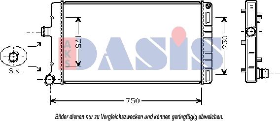 AKS Dasis 080048N - Radiator, engine cooling autospares.lv