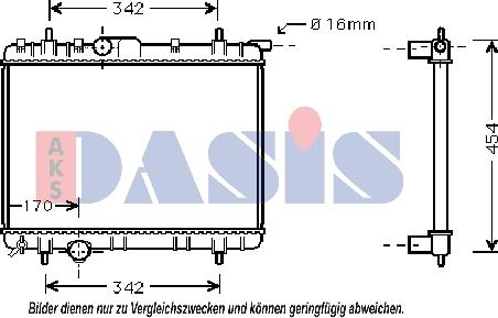 AKS Dasis 160098N - Radiator, engine cooling autospares.lv