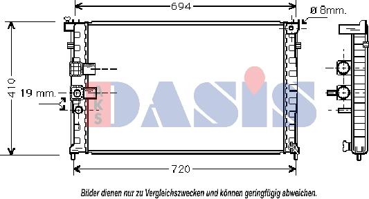 AKS Dasis 160041N - Radiator, engine cooling autospares.lv