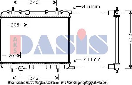 AKS Dasis 160064N - Radiator, engine cooling autospares.lv