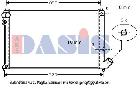 AKS Dasis 160005N - Radiator, engine cooling autospares.lv