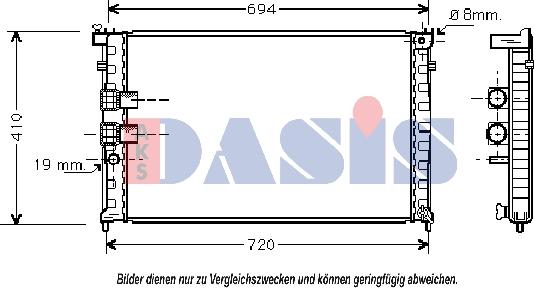 AKS Dasis 160015N - Radiator, engine cooling autospares.lv