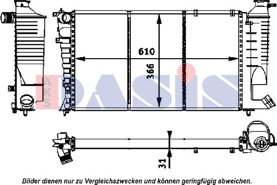 AKS Dasis 160039N - Radiator, engine cooling autospares.lv