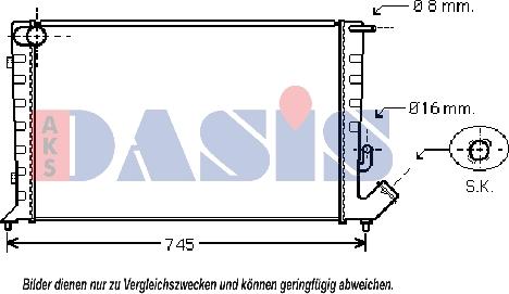 AKS Dasis 160035N - Radiator, engine cooling autospares.lv