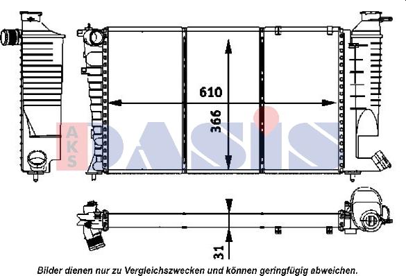 AKS Dasis 160038N - Radiator, engine cooling autospares.lv