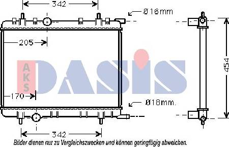 AKS Dasis 160027N - Radiator, engine cooling autospares.lv