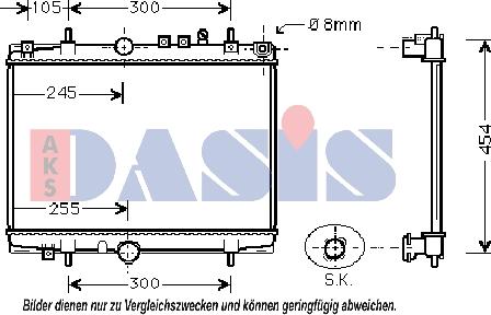 AKS Dasis 160074N - Radiator, engine cooling autospares.lv