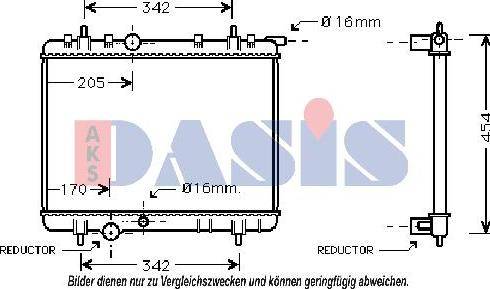 AKS Dasis 160073N - Radiator, engine cooling autospares.lv