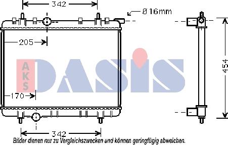 AKS Dasis 160104N - Radiator, engine cooling autospares.lv