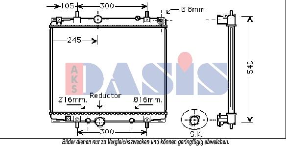 AKS Dasis 160107N - Radiator, engine cooling autospares.lv