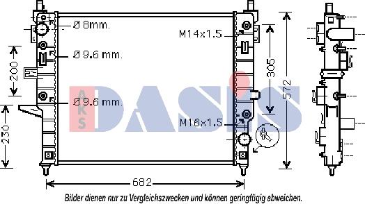 AKS Dasis 121740N - Radiator, engine cooling autospares.lv