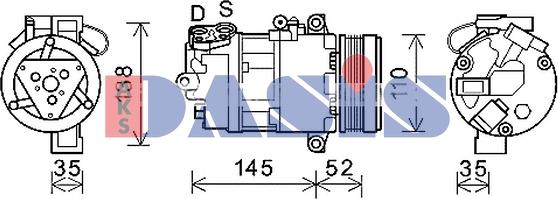 AKS Dasis 852823N - Compressor, air conditioning autospares.lv