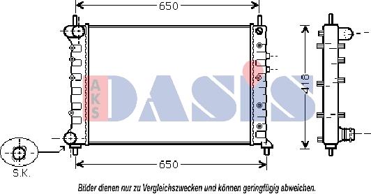 AKS Dasis 300007N - Radiator, engine cooling autospares.lv