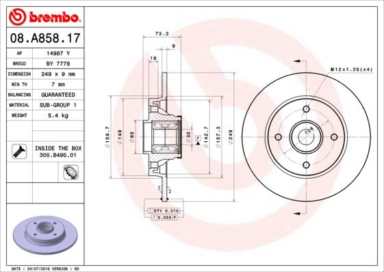 AP 14987 Y - Brake Disc autospares.lv