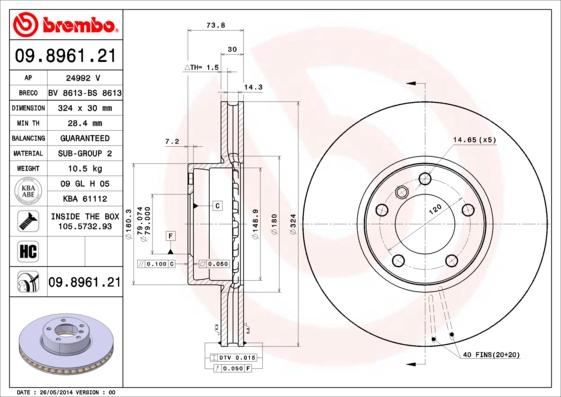 AP 24992 V - Brake Disc autospares.lv