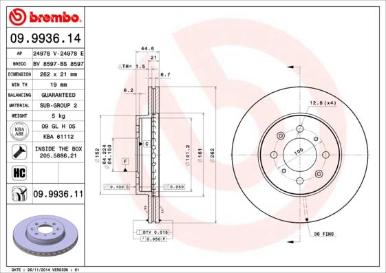 AP 24978 V - Brake Disc autospares.lv