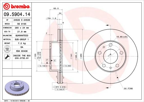 AP 24535 E - Brake Disc autospares.lv