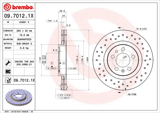 AP 24691 X - Brake Disc autospares.lv