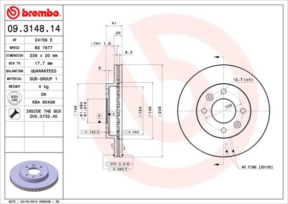 AP 24156 E - Brake Disc autospares.lv