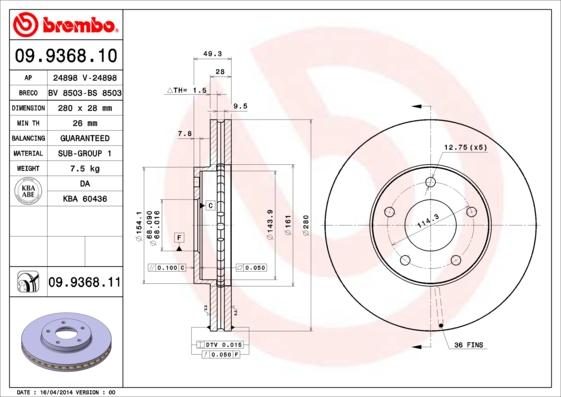 AP 24898 V - Brake Disc autospares.lv