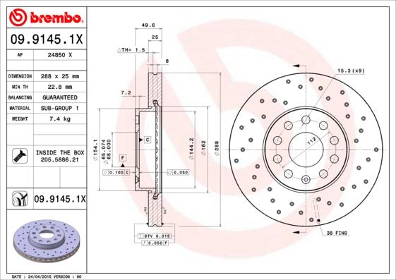 AP 24850 X - Brake Disc autospares.lv