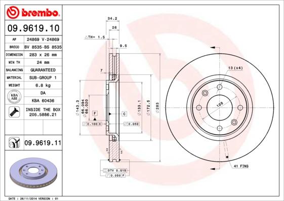 AP 24869 V - Brake Disc autospares.lv