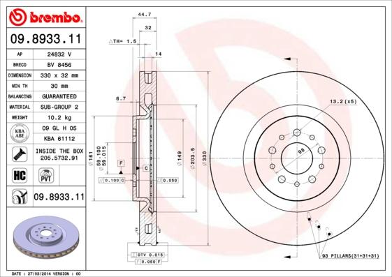 AP 24832 V - Brake Disc autospares.lv